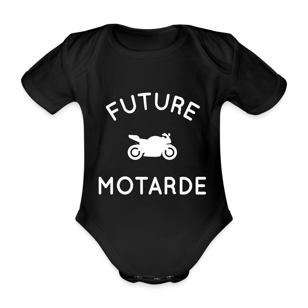 Body Bébé bio manches courtes - Future motarde - noir