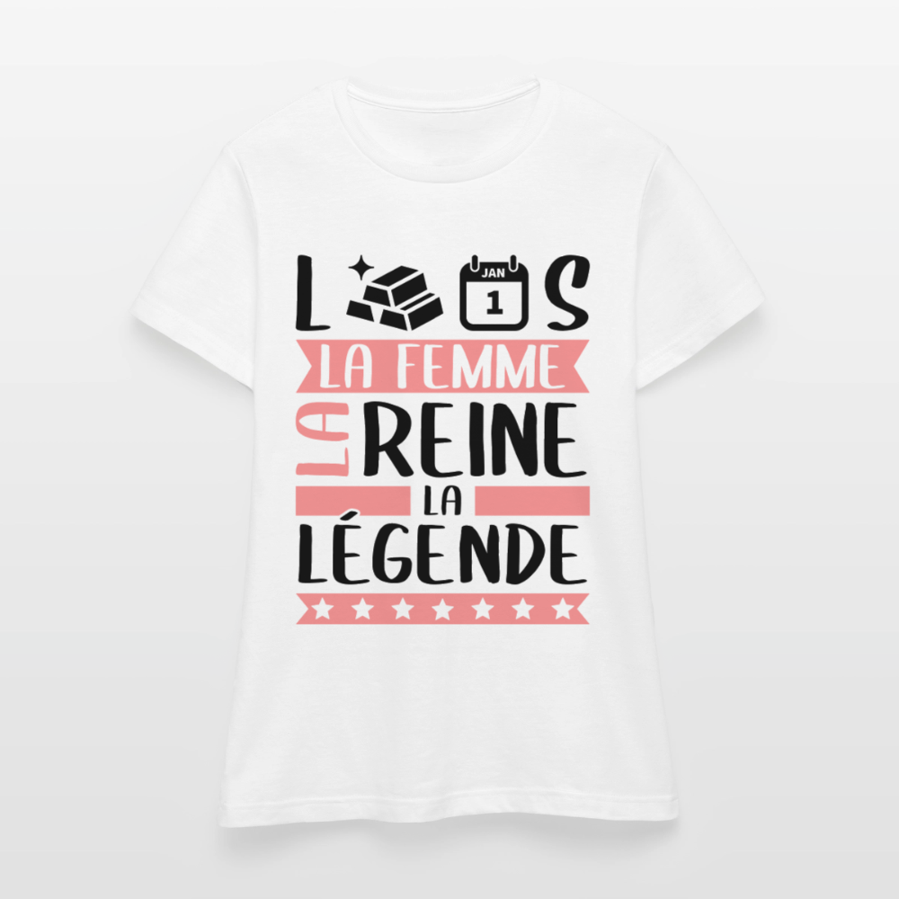 T-shirt femme coloris clair Laurence rébus – La femme, la reine, la légende - blanc