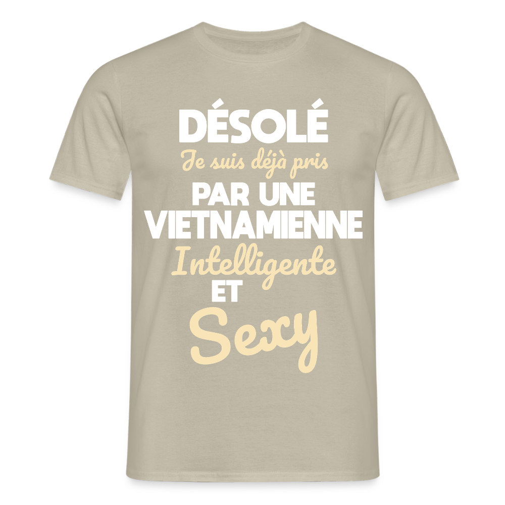 T-shirt Homme -  Je suis déjà pris par une Vietnamienne intelligente et sexy - beige sable