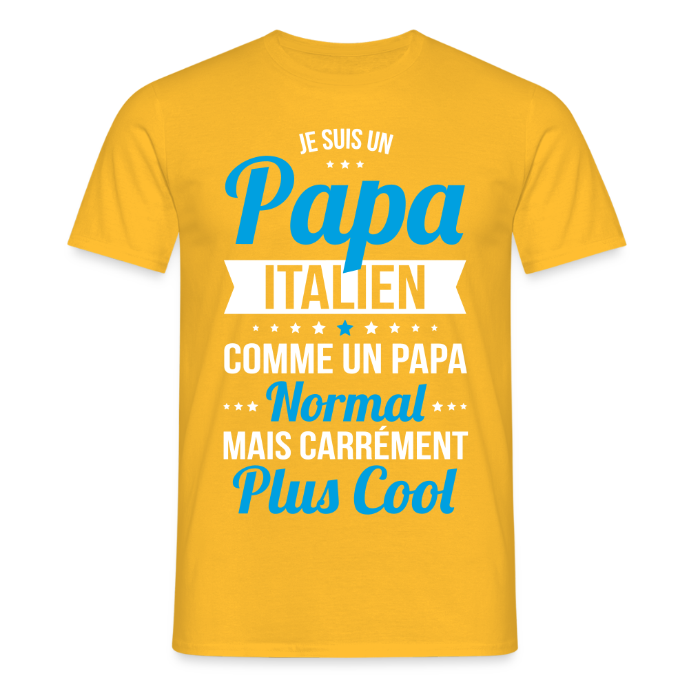 T-shirt Homme - Papa Italien Plus Cool - jaune