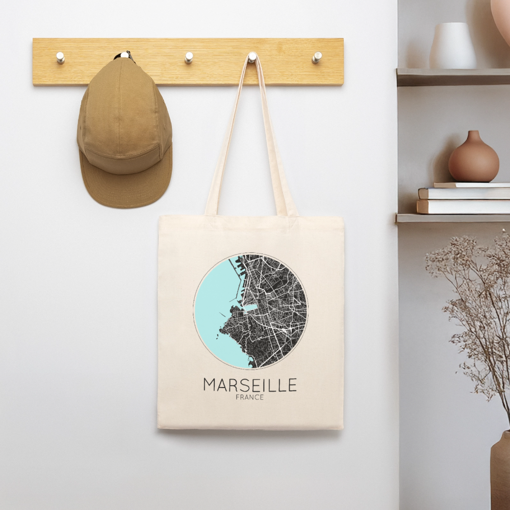 Tote Bag Marseille Bio Coloris Clair – Plan de Marseille - écru doux