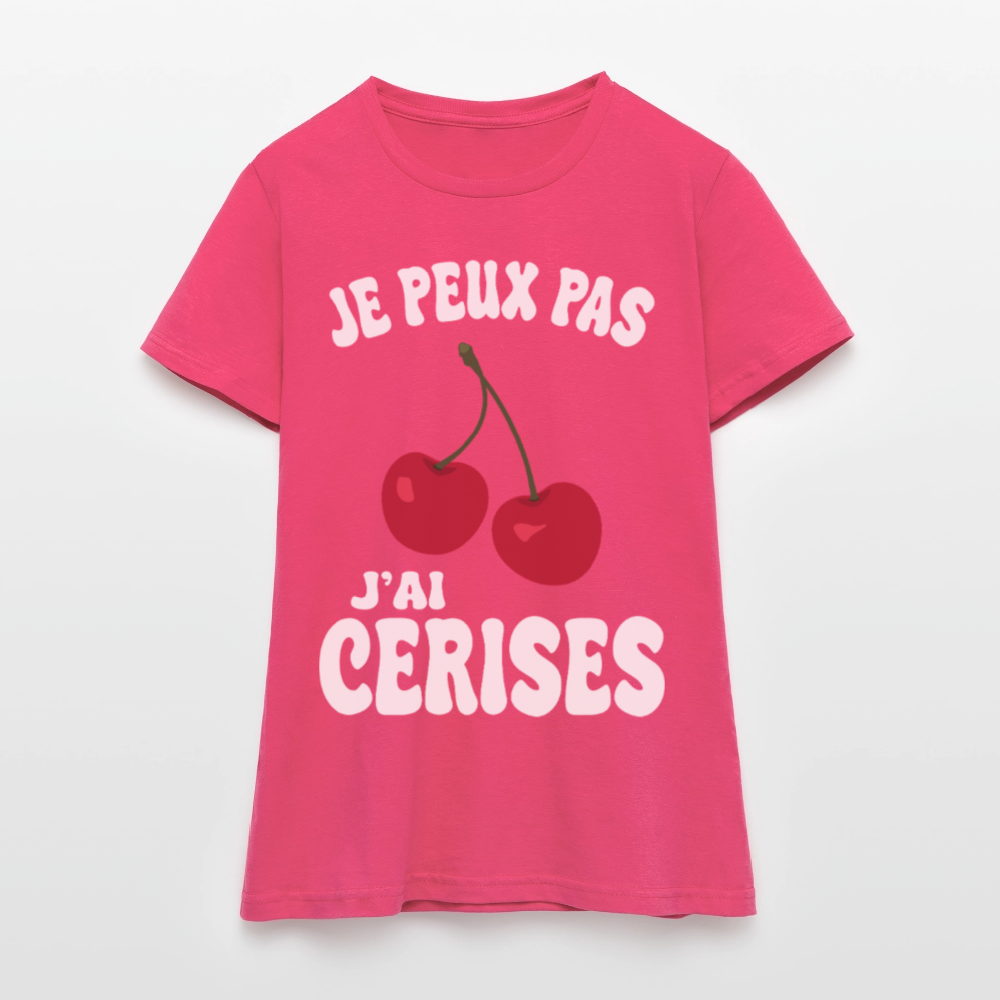 T-shirt Femme - Je peux pas j'ai cerises - rose azalée
