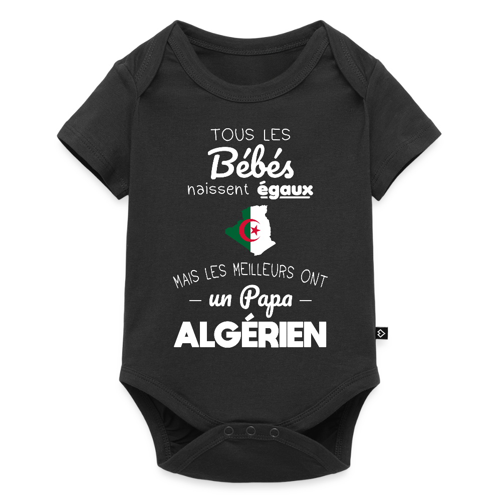 Body Bébé bio manches courtes - Les Meilleurs Ont Un Papa Algérien - noir