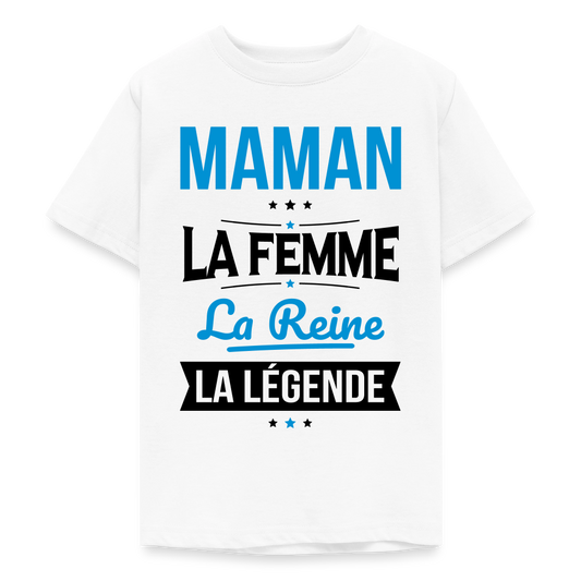 T-shirt ado coloris clair - Maman, femme, reine, légende - blanc