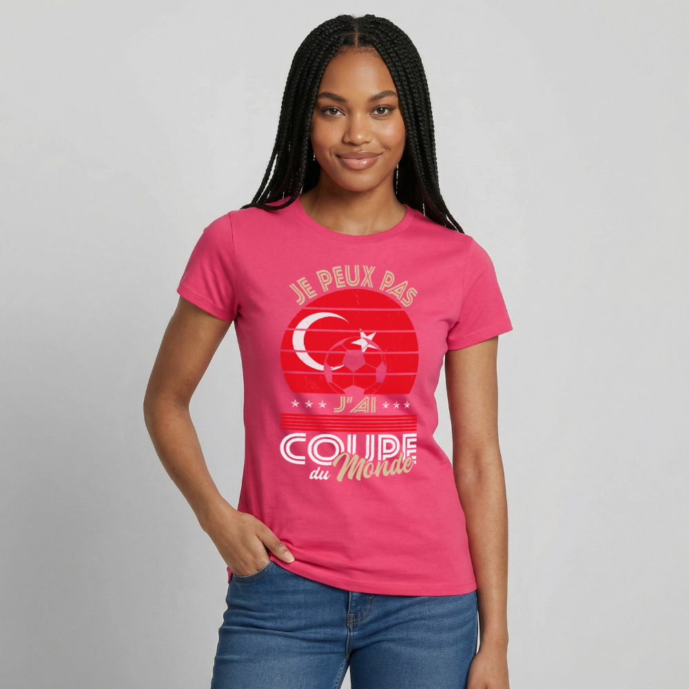 T-shirt Femme - Je peux pas j'ai Coupe du Monde - Turquie - rose azalée
