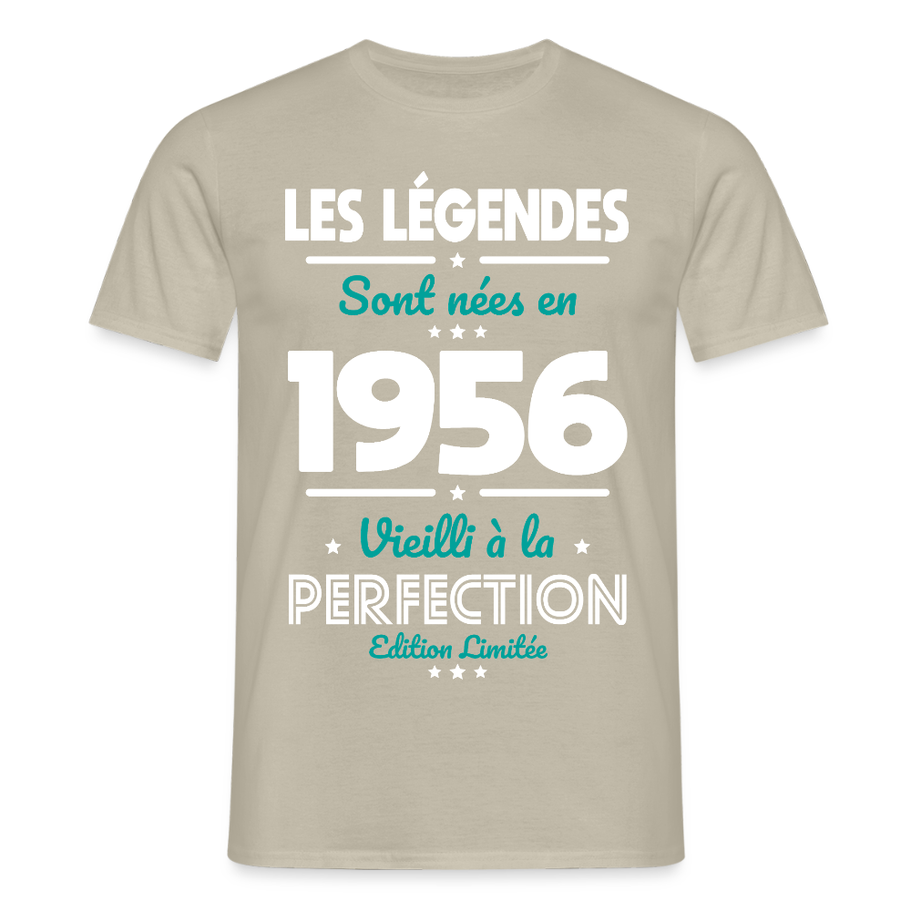 T-shirt anniversaire homme 70 ans – Les légendes sont nées en 1956 - beige sable