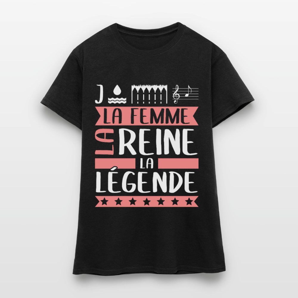 T-shirt femme Joëlla rébus – La femme, la reine, la légende - noir