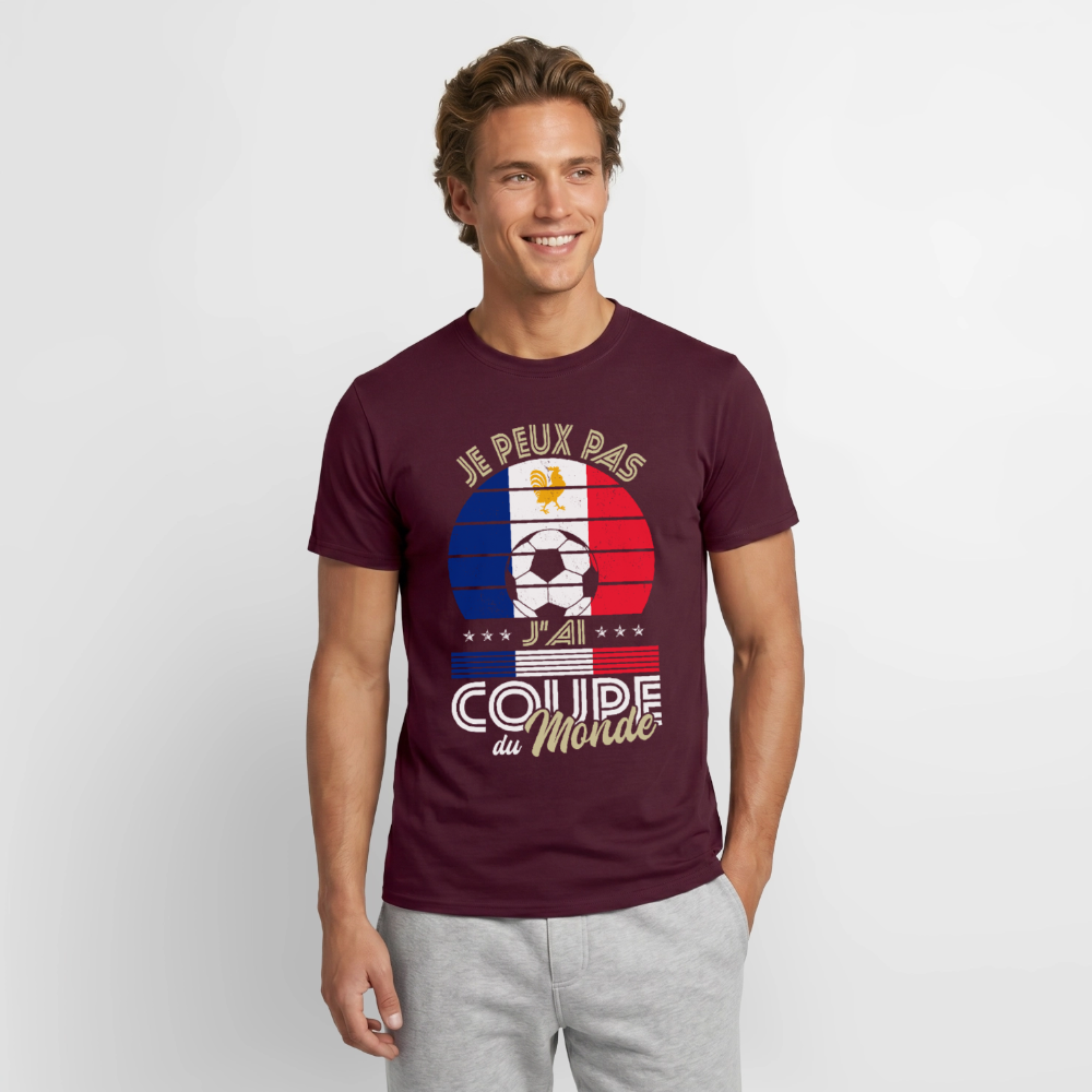 T-shirt Homme - Je peux pas j'ai Coupe du Monde - France - rouge brique