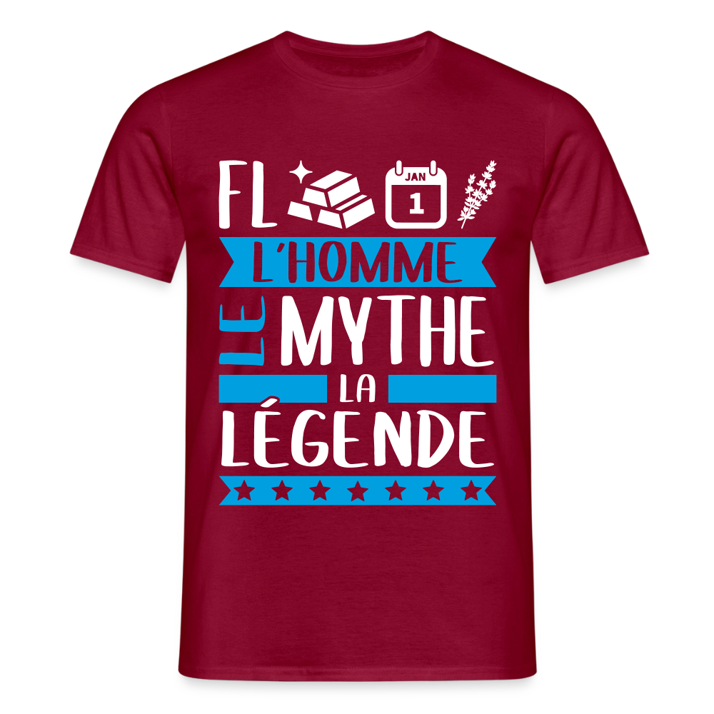 T-shirt homme Florentin rébus – L’homme, le mythe, la légende - rouge brique