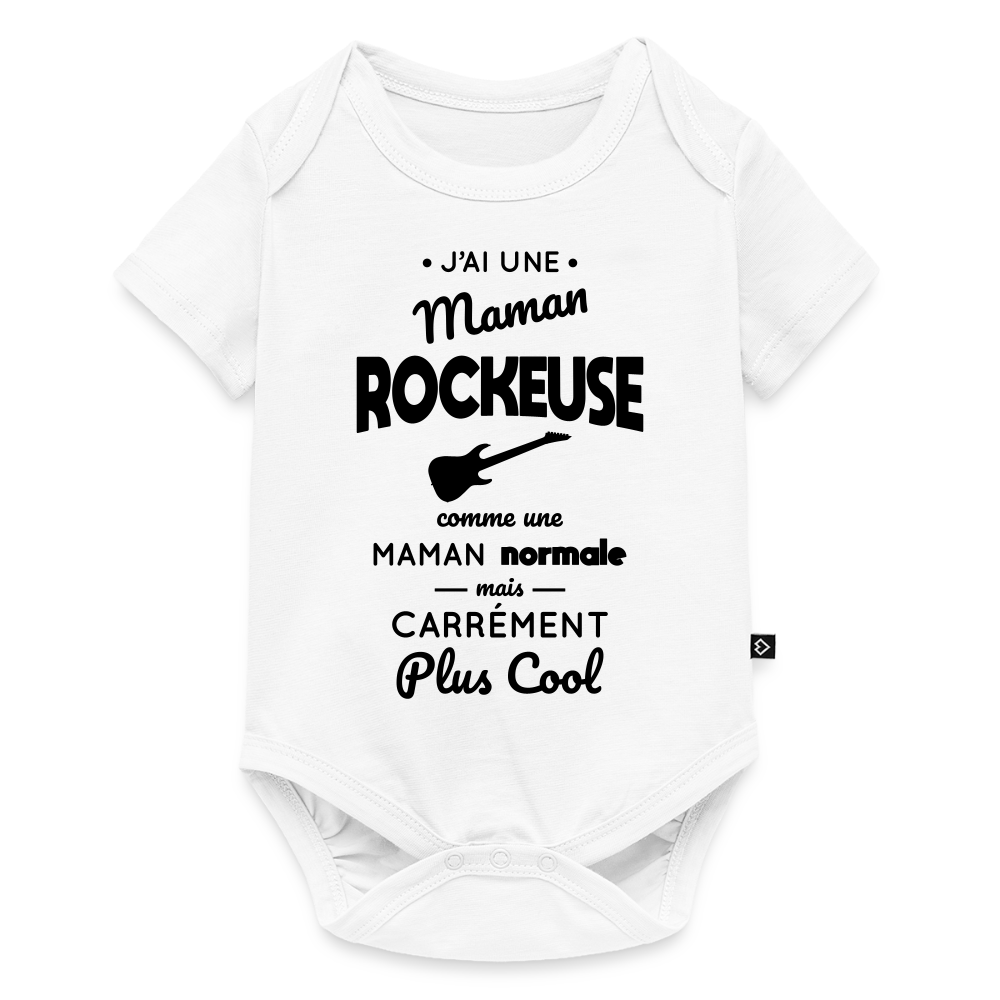 Body Bébé bio manches courtes - J'ai une maman rockeuse - blanc