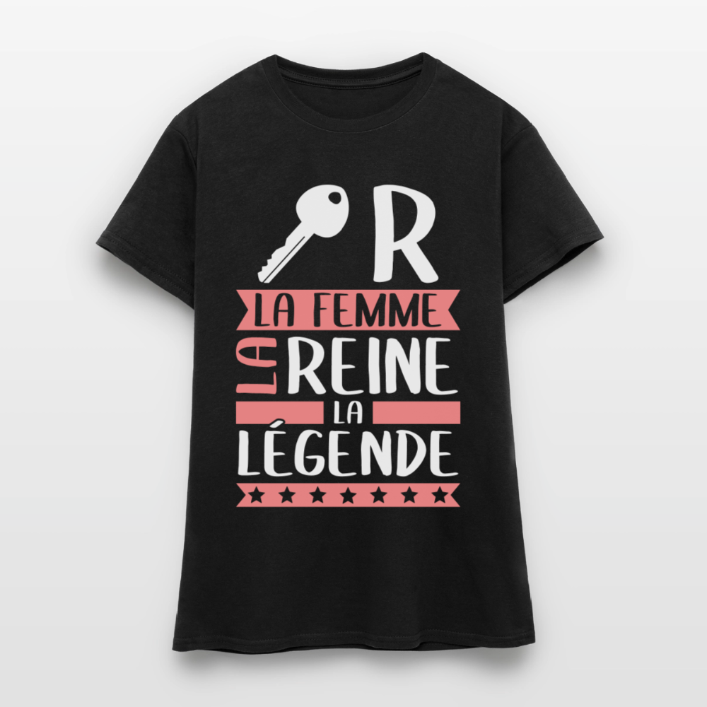 T-shirt femme Claire rébus – La femme, la reine, la légende - noir