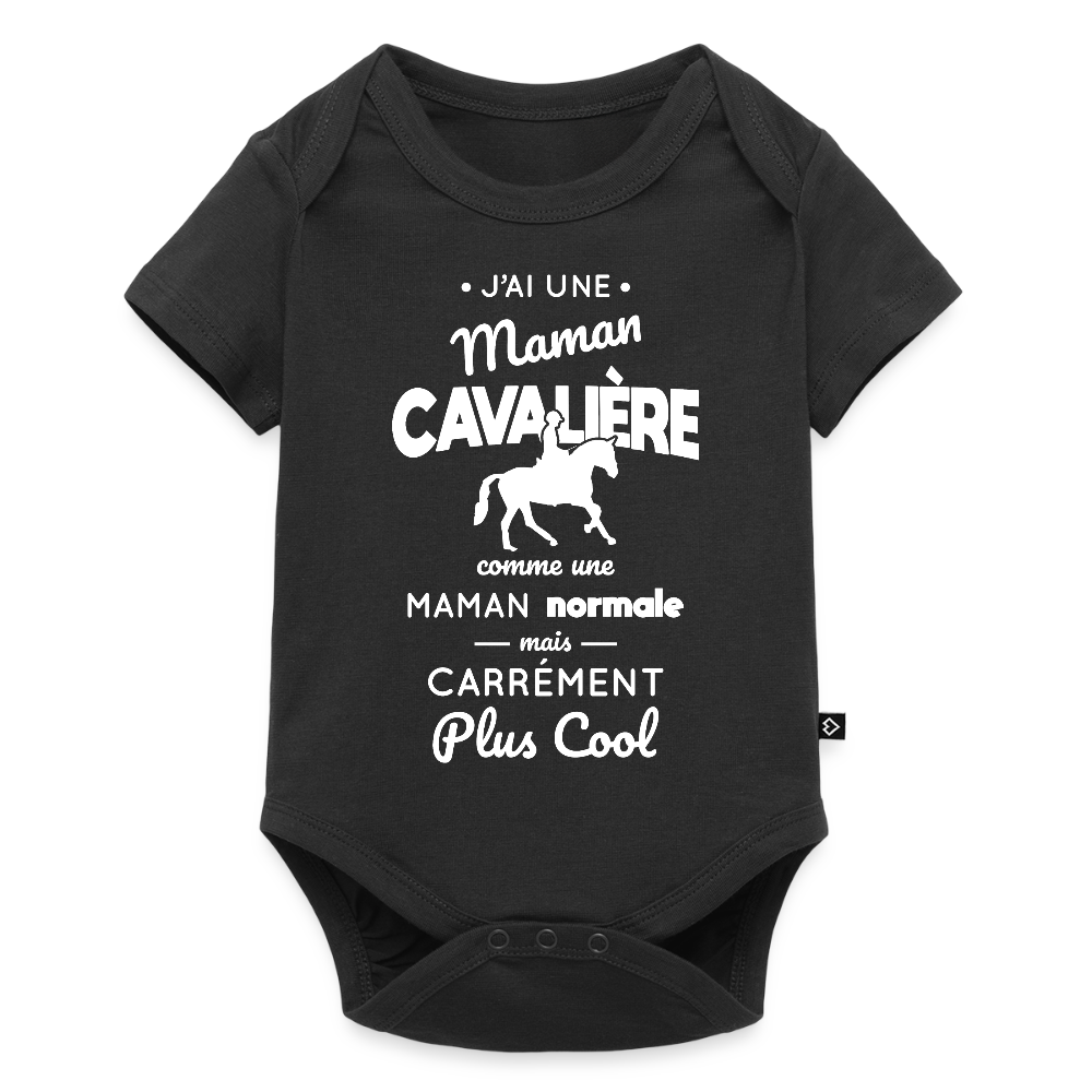 Body Bébé bio manches courtes - J'ai une maman cavalière - noir