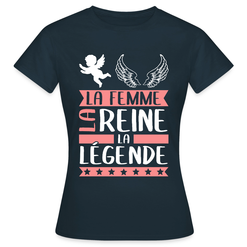 T-shirt femme Angèle rébus – La femme, la reine, la légende - marine