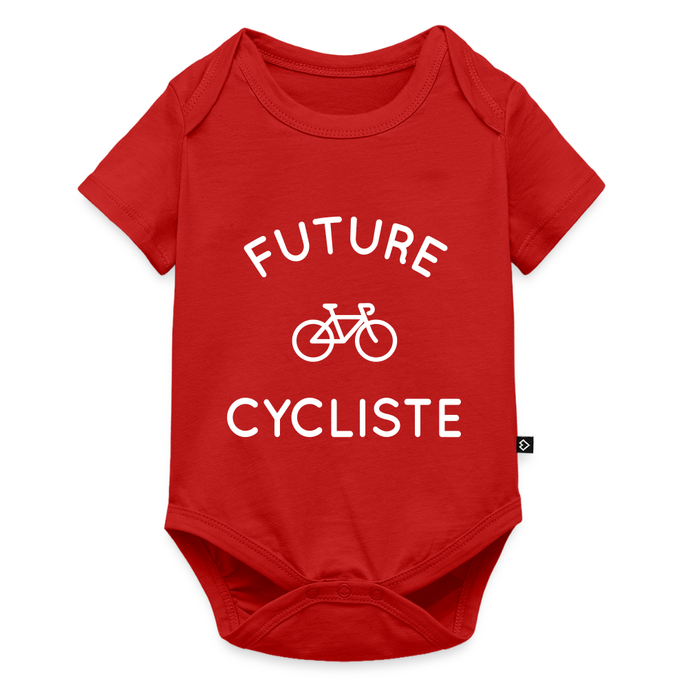 Body Bébé bio manches courtes - Future cycliste - rouge