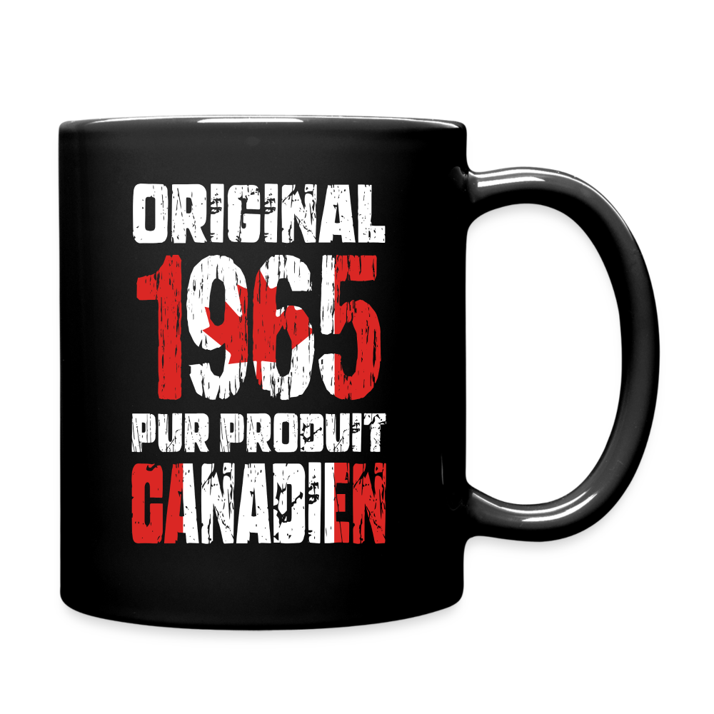 Mug uni - Anniversaire 60 Ans - Original 1965 - Pur produit Canadien - noir