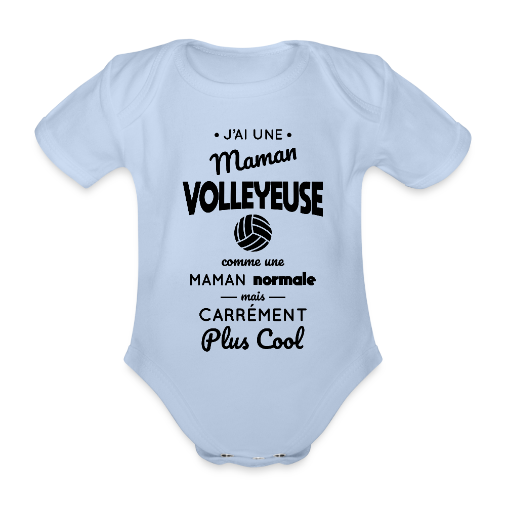 Body Bébé bio manches courtes - J'ai une maman volleyeuse - ciel
