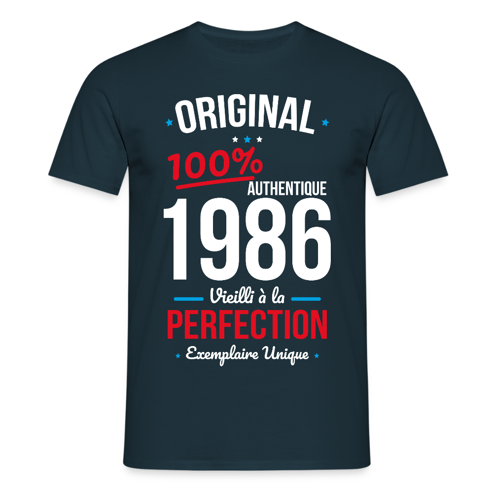 T-shirt anniversaire 40 ans Homme – Original 1986 Authentique - marine