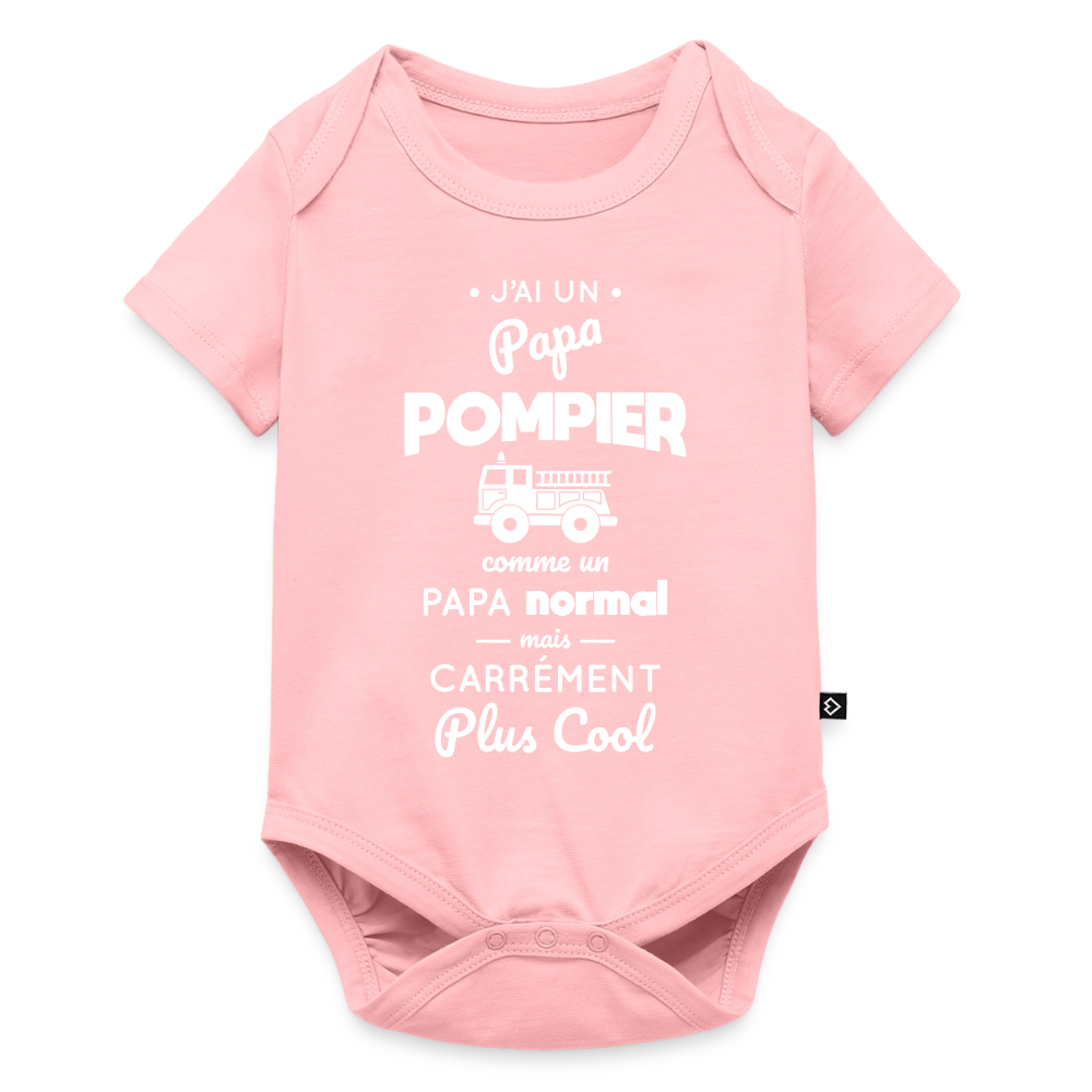 Body Bébé bio manches courtes - J'ai un papa pompier - rose