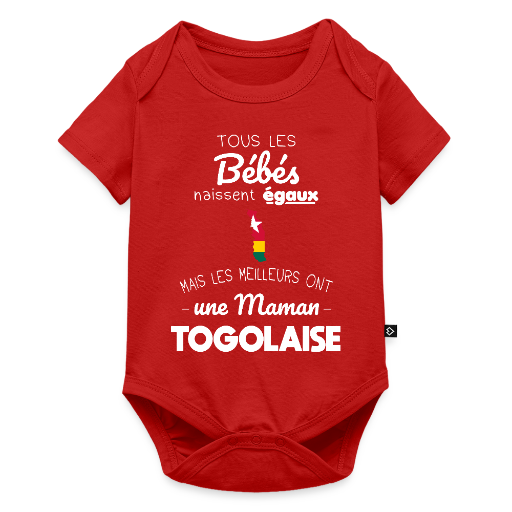 Body Bébé bio manches courtes - Les Meilleurs Ont Une Maman Togolaise - rouge