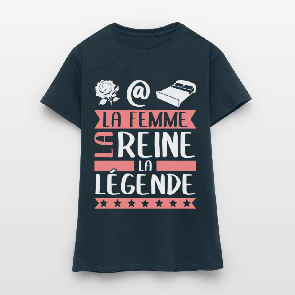 T-shirt femme Rosalie rébus – La femme, la reine, la légende - marine