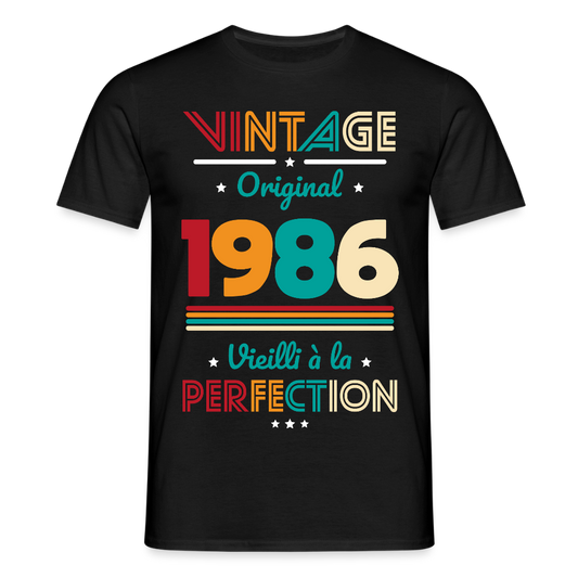 T-shirt anniversaire homme 40 ans – Vintage, original, 1986 - noir