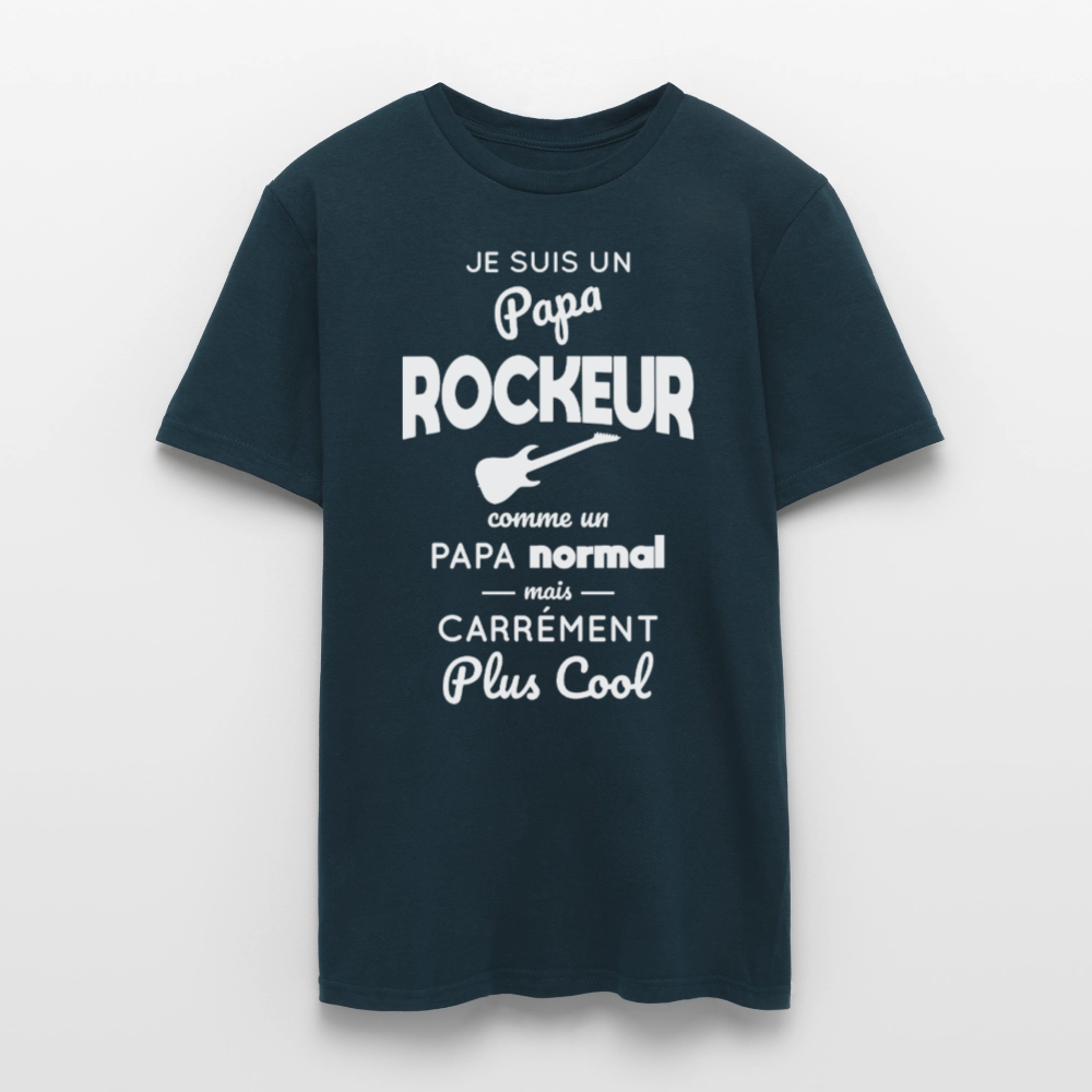 T-shirt Homme - Papa rockeur plus cool - marine
