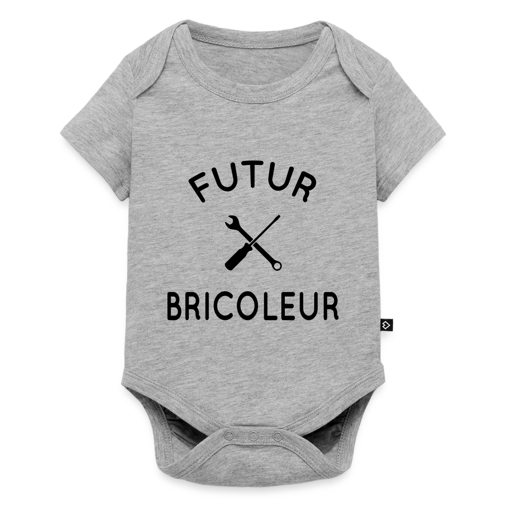 Body Bébé bio manches courtes - Futur bricoleur - gris chiné