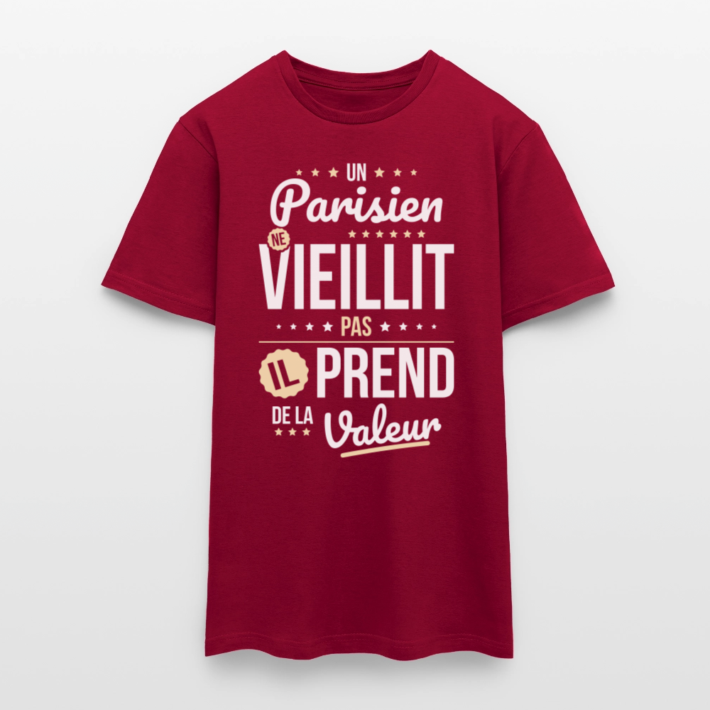 T-shirt Homme -  Un Parisien ne vieillit pas - rouge brique
