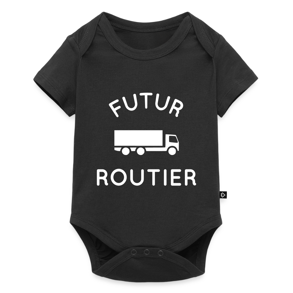 Body Bébé bio manches courtes - Futur routier - noir
