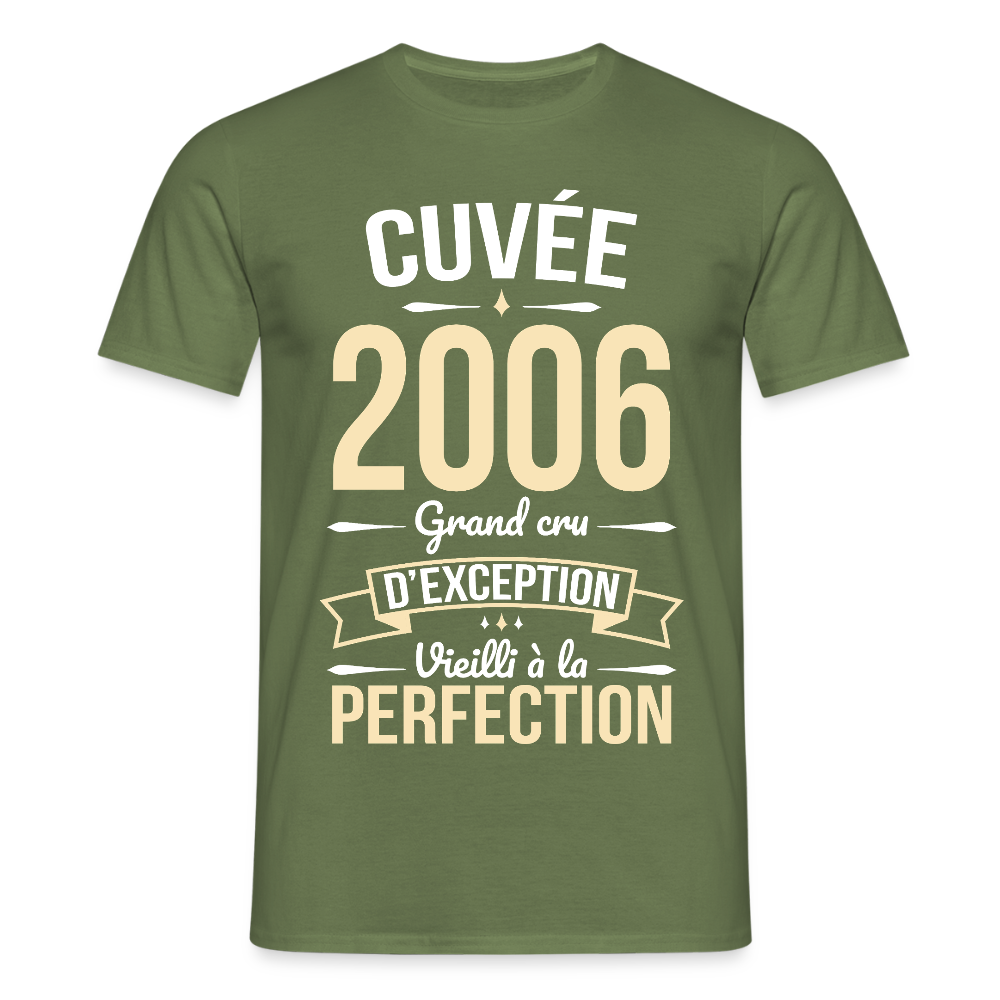 T-shirt anniversaire homme 20 ans – Cuvée 2006, Grand cru d’exception - vert militaire