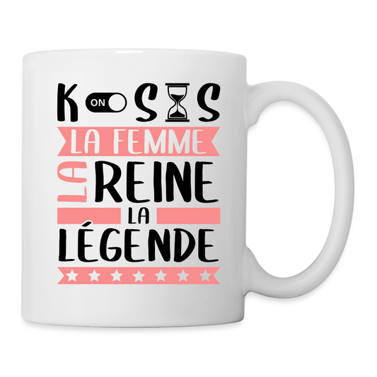 Mug blanc Constance rébus – La femme, la reine, la légende - blanc