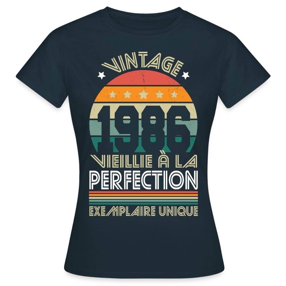 T-shirt anniversaire femme 40 ans – Vintage 1986 - Exemplaire unique - marine