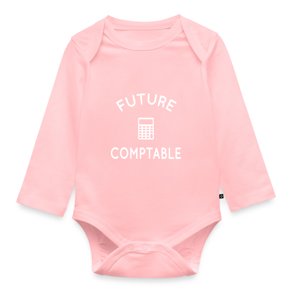 Body Bébé bio manches longues - Future comptable - rose