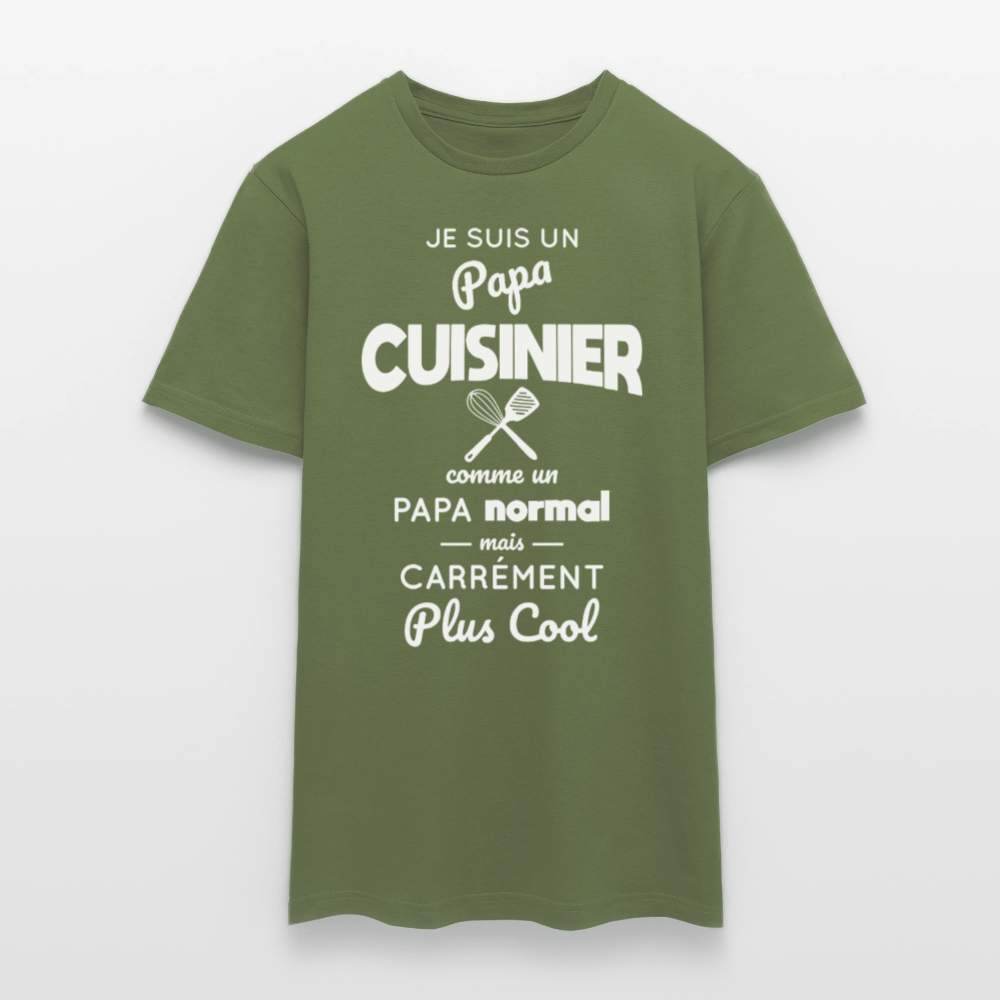 T-shirt Homme - Papa cuisinier plus cool - vert militaire