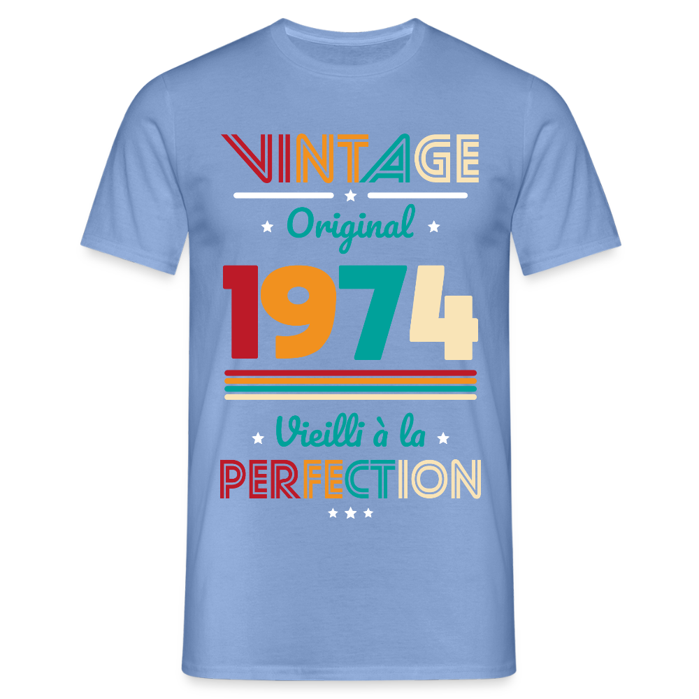T-shirt Homme - Anniversaire 51 Ans - Vintage Original 1974 - carolina blue