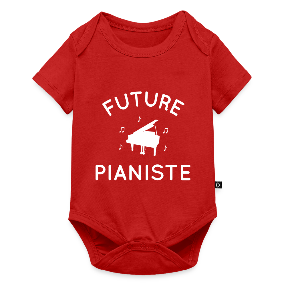 Body Bébé bio manches courtes - Future pianiste - rouge
