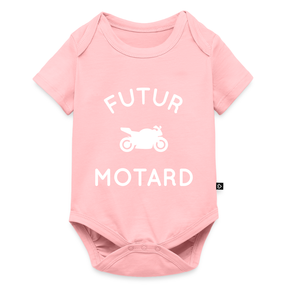 Body Bébé bio manches courtes - Futur motard - rose