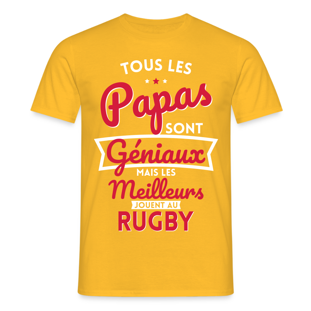 T-shirt Homme - Papas géniaux - Les meilleurs jouent au rugby - jaune