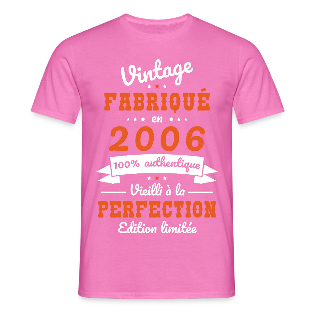 T-shirt anniversaire homme 20 ans – Vintage 2006 - rose