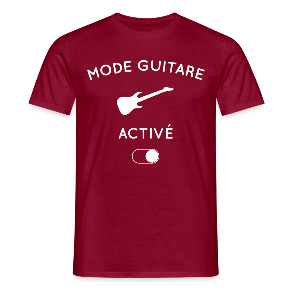 T-shirt Homme - Mode guitare activé - rouge brique