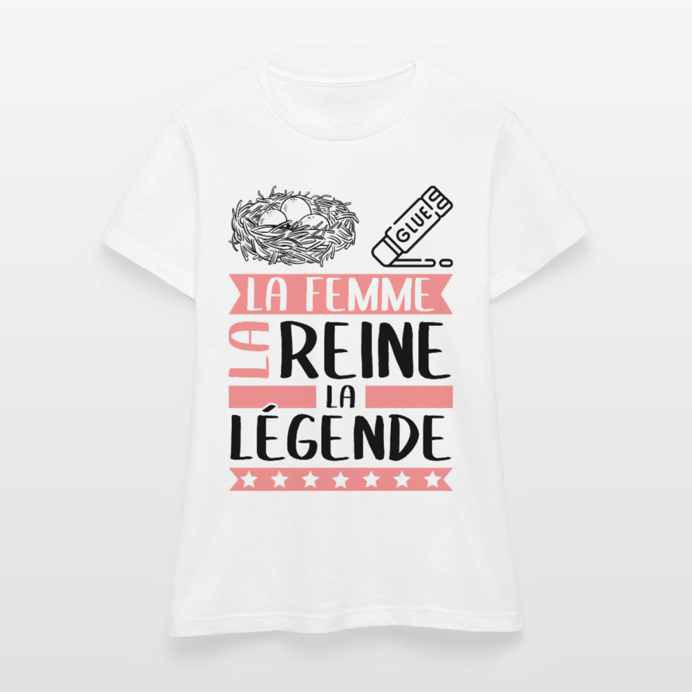 T-shirt femme coloris clair Nicole rébus – La femme, la reine, la légende - blanc