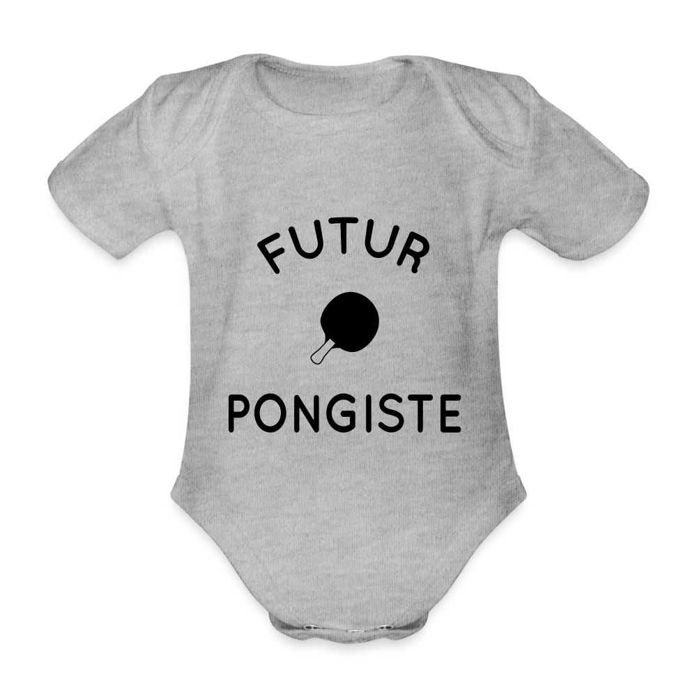 Body Bébé bio manches courtes - Futur pongiste - gris chiné