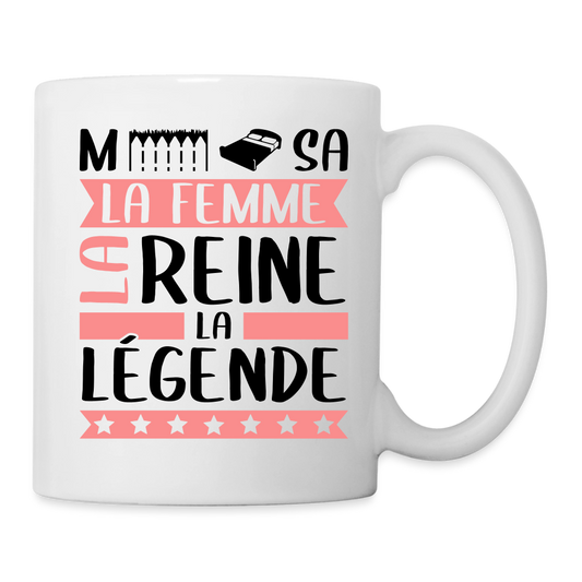 Mug blanc Mélissa rébus – La femme, la reine, la légende - blanc