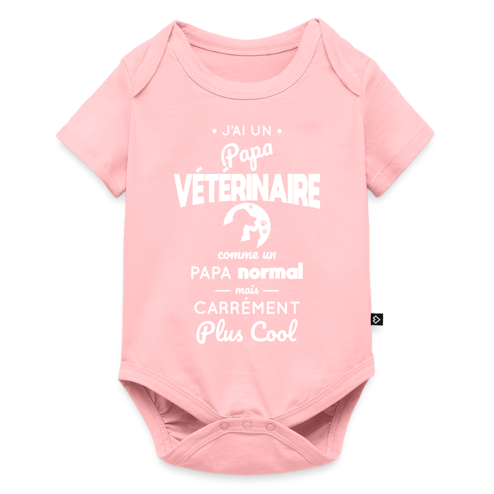 Body Bébé bio manches courtes - J'ai un papa vétérinaire - rose