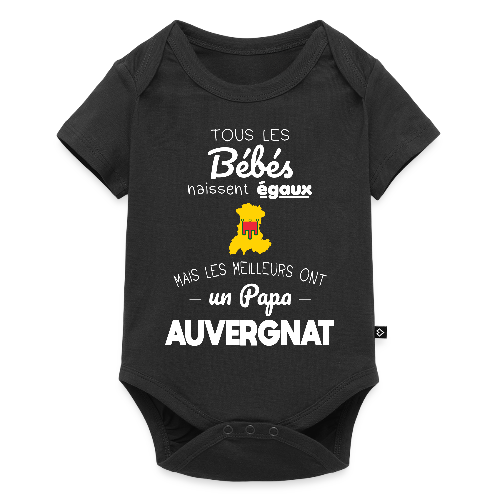 Body Bébé bio manches courtes - Les Meilleurs Ont Un Papa Auvergnat - noir