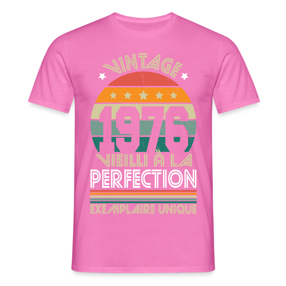T-shirt anniversaire homme 50 ans – Vintage 1976 - Exemplaire unique - rose
