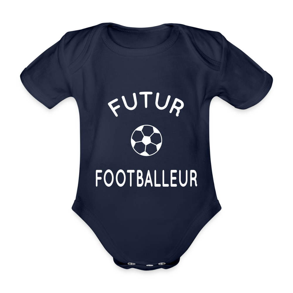Body Bébé bio manches courtes - Futur footballeur - marine foncé