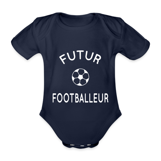 Body Bébé bio manches courtes - Futur footballeur - marine foncé