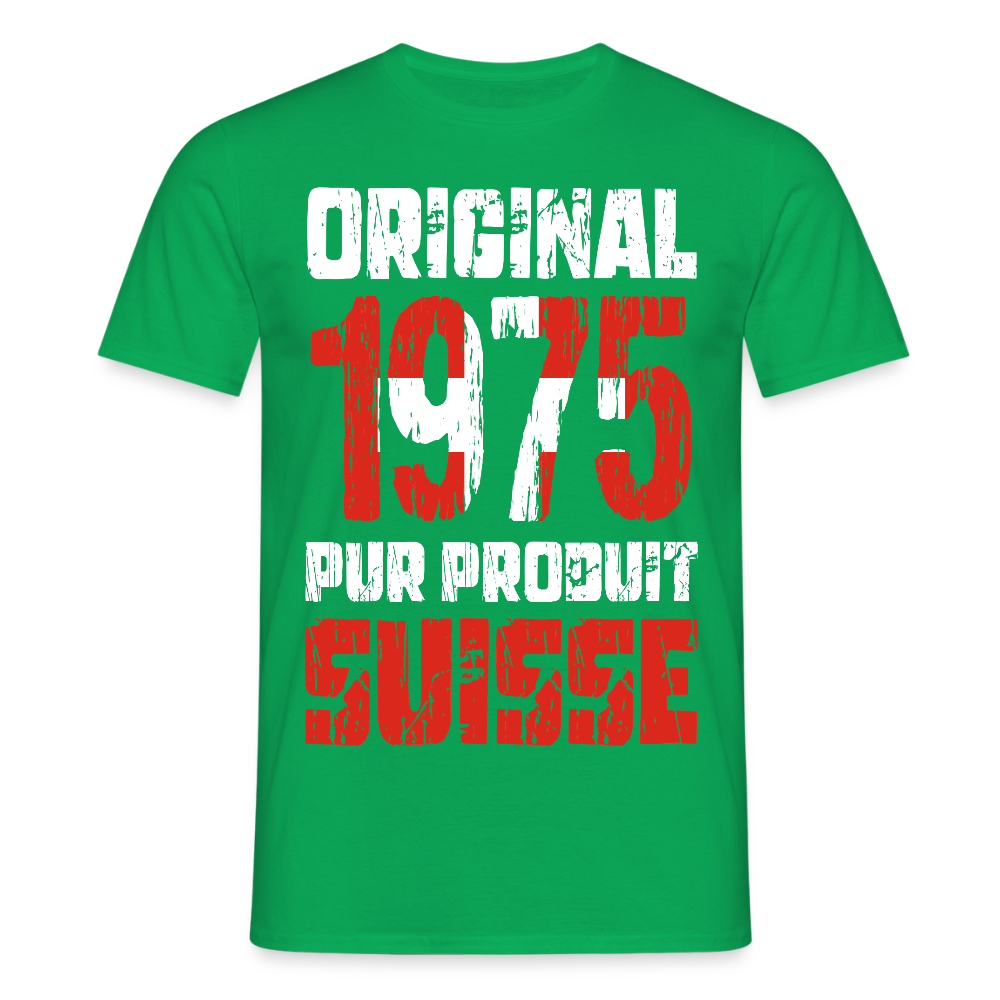 T-shirt Homme - Anniversaire 50 Ans - Original 1975 - Pur produit Suisse - vert