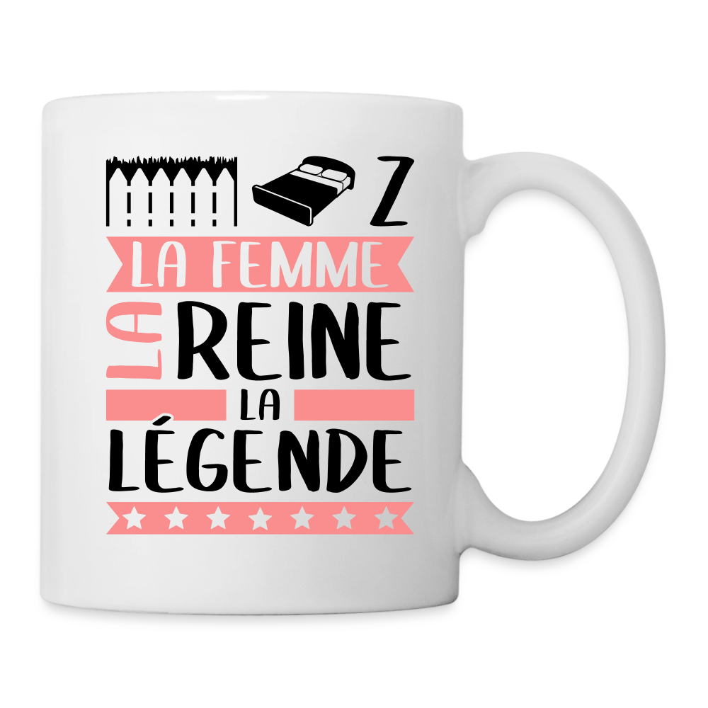 Mug blanc Elise rébus – La femme, la reine, la légende - blanc